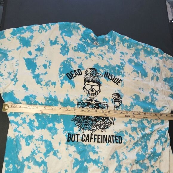 New Dead Inside But Caffeinated Tie Dye T-Shirt 2XL - Picture 3 of 7